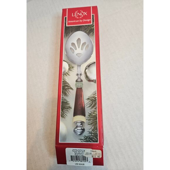 Lenox Holiday Gatherings Large Pierced Table Spoon 9.5" Stainless Steel Red - Picture 4 of 5